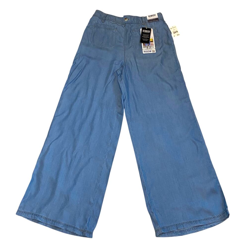NWT Rewash Patch Pocket Wide Leg Effortless Denim Super High Rise Size Medium - Picture 3 of 12